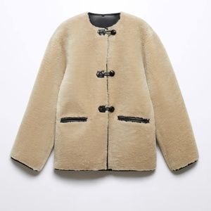 Mango Appliqués Faux Fur Coat